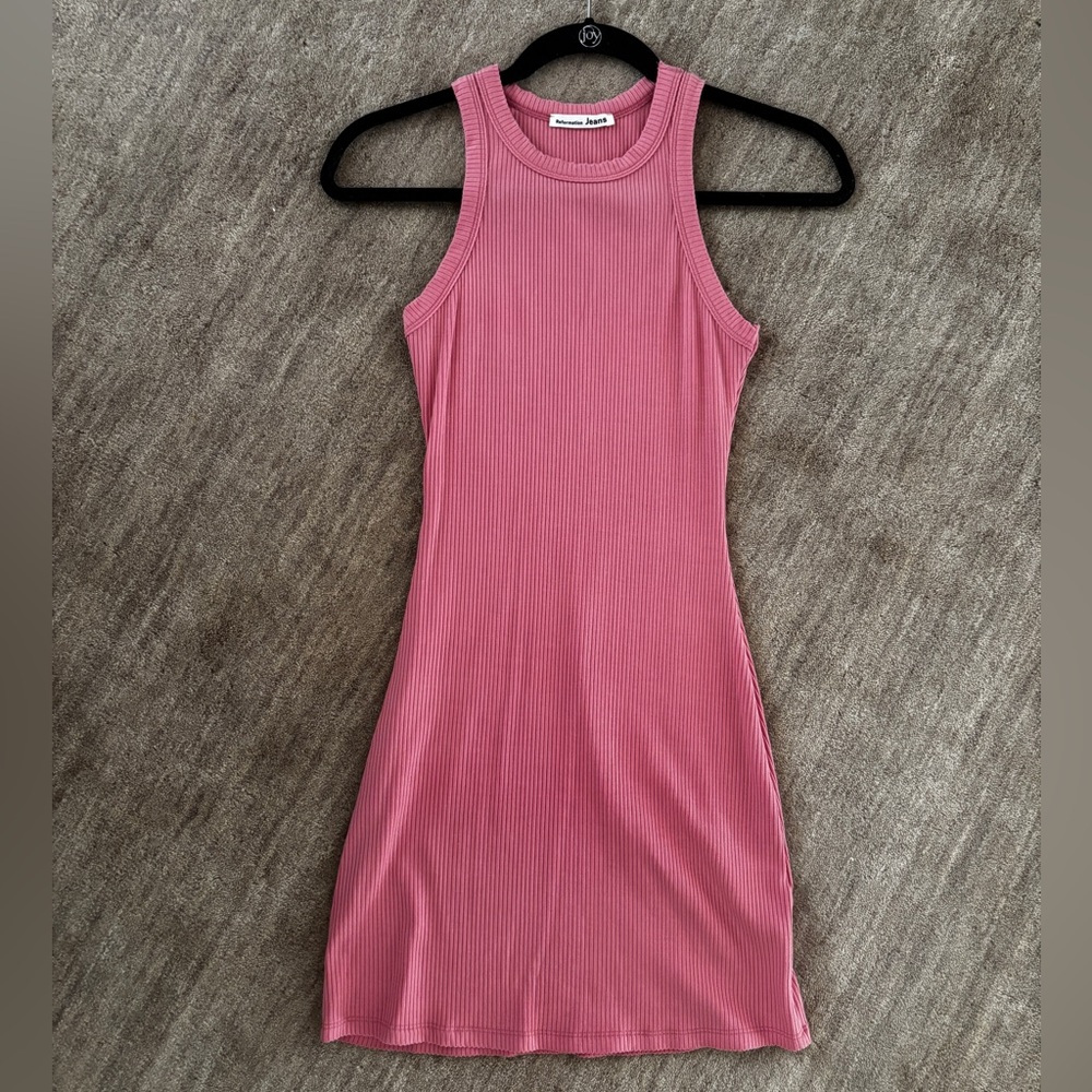 Reformation Pink Knit Rib Mini Dress